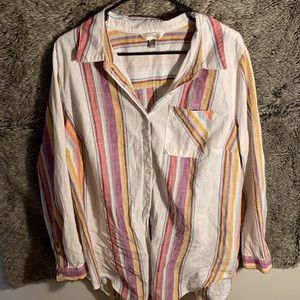 Tara sky 0X button-down, striped colorful shirt